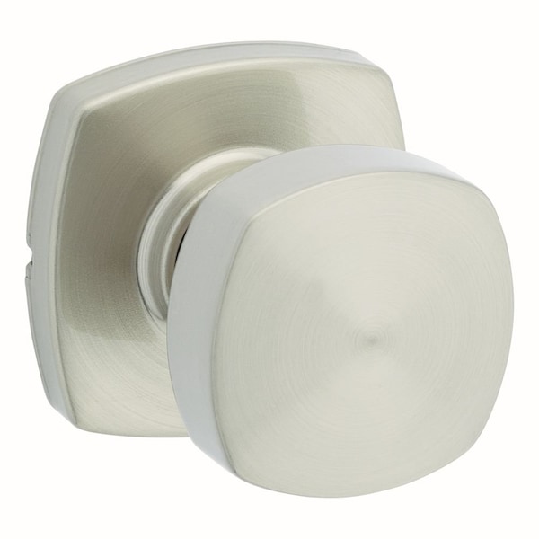 Arroyo Knob with Midtown Rose Passage Door Lock with 6AL Latch and RCS Strike Satin Nickel Finish